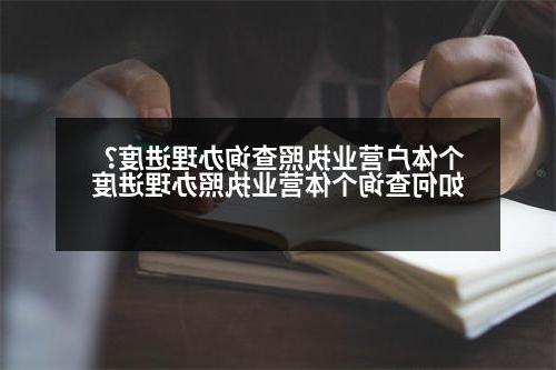 个体户营业执照查询办理进度？如何查询个体营业执照办理进度